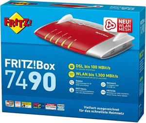 AVM FRITZBox 7490 WLAN Router Modem VDSL ADSL DSL WiFi AC + N MESH DECT VPN ISDN - Bild 1 von 10