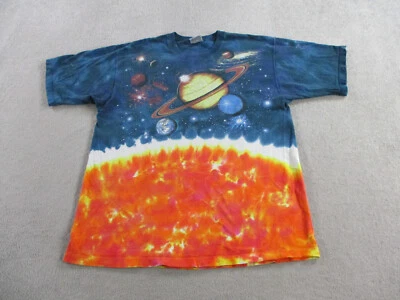 VINTAGE Liquid Blue Shirt Adult Large Multicolor Planets Galaxy Stars AOP 90s - Image 1 of 4