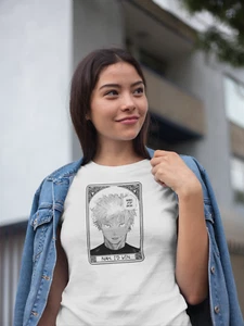 nah i'd win gojo unisex jujutsu kaisen jjk tarot card anime manga tee t-shirt - Picture 1 of 16