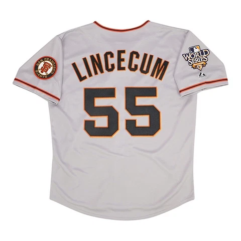 Tim Lincecum 2010 San Francisco Giants World Series Grey Road Men's Jersey Cover
