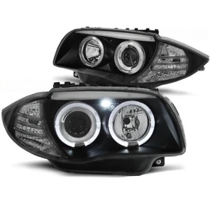 2 FEUX PHARE AVANT ANGEL EYES LED POUR BMW SERIE 1 E87 E88 ET E81 E82 NOIR - Imagen 1 de 3