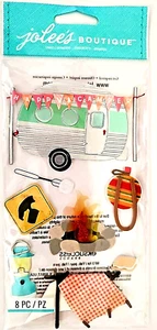 Camping Trailer Campsite Campfire Smores Canteen Tent Jolee's 3D Stickers - Picture 1 of 3