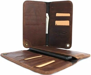 Genuine leather Case For Samsung Galaxy Note 2 book wallet closure cover slim uk - Picture 1 of 7