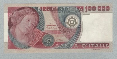 Italy 100,000 lire 1980 P108b (145) AU. Catalog price $200 - Image 1 of 2