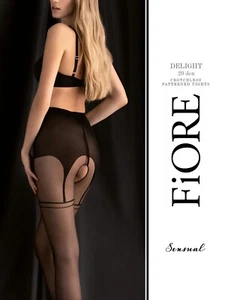 Fiore Delight Strumpfhose mit offenem Schritt Flachnaht Strapsoptik 20 DEN Sc... - Bild 1 von 8