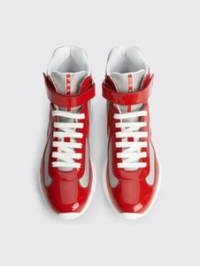 Tenis Prada America's Cup de caña alta charol - rojo/blanco - para hombre 10 EE. UU./9 REINO UNIDO - Imagen 1 de 13