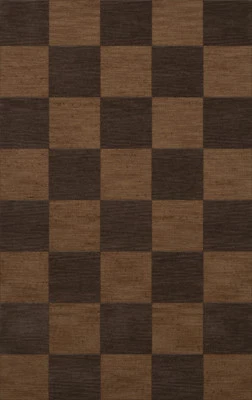 Yellow Transitional Hand Hooked Checkered Squares Grid Area Rug Checked DV15 - Image 1 of 2