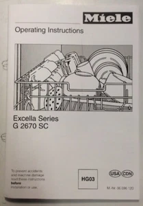 Miele Dishwasher Operating Instructions Excella Series G 2670 SC Manual - Picture 1 of 12