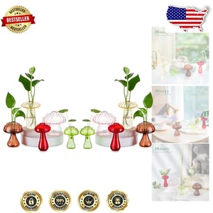 10-Piece Colored Glass Mushroom Vases - Whimsical Plant Propagation Jars - Picture 1 of 9