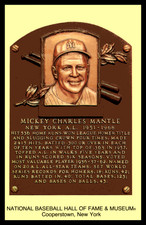 Cooperstown HOF Plaque Postcard Mickey Mantle New York Yankees Near Mint