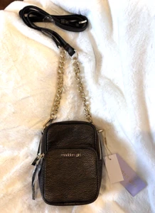 MADDEN GIRL Brown Pebbled CROSSBODY BAG Zippers Gold Chain NWT NEW - Picture 1 of 5