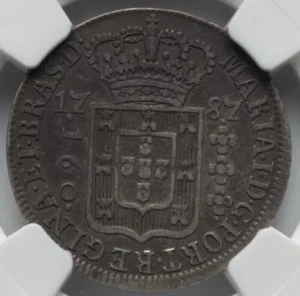 1787 BRAZIL SILVER 160 REIS Maria I Queen of Portugal Portuguese Coin, NGC XF 45 - Picture 1 of 5