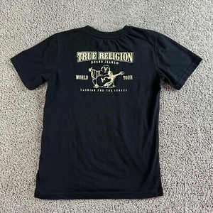 True Religion Shirt Boys Large Black Beige Buddha Fashion For The Senses Kids* - Picture 1 of 15