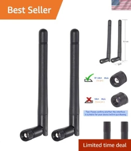 Dual Band WiFi 2.4GHz 5GHz 5.8GHz 3dBi MIMO RP-SMA Male Antenna 2-Pack for Wi... - Picture 1 of 10