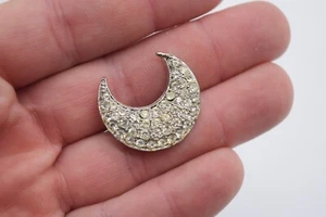 Vintage Rhinestone Brooch Pin Shriner Masonic Crown Tassel Holder Silver Tone - Picture 1 of 3