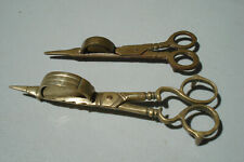 2 antique, fancy decorative, solid brass wick trimmers / candle snuffers...1 Lot