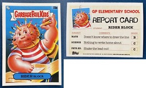 RIDER BLOCK 2020 GARBAGE PAIL KIDS LATE TO SCHOOL STICKER CARD 73a