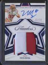 2022 Panini Flawless NICK BOSA Patch Auto Star Swatch Sapphire /10 49ers JMJ2