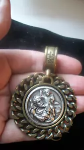 KANDE FRANCESE IN SACCHETTO ORIGINALE GRANDE SAN CRISTOFORO OTTONE MEDAGLIONE CIONDOLO 39 GRAMMI - Foto 1 di 7