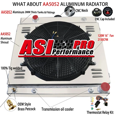 ASI para Dodge D100 D150 D200 D300 1975-1979 5,2 L 5,9 L 3 filas radiador + ventilador de cubierta Foto 1 de 4