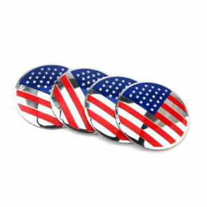 4x 56mm United States USA Flag Car Wheel Center Hub Caps Sticker Emblem Decal