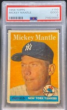 1958 TOPPS MICKEY MANTLE YANKEES PSA 2 CARD #150