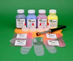HP CB540A CB541A CB542A CB543A 4-Color Toner Refill w/ Hole-Making Tool & Chips - Picture 1 of 1