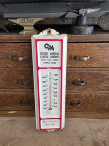 🔥 Vintage Osborne-McMillan Elevator Co. Metall Thermometer Farwell Feeds O&M - Bild 1 von 7