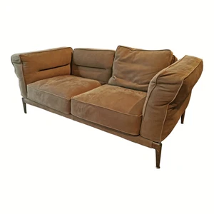 Flexform Sofa Adda Leder Pelle 702 Deluxe Braun Grün Gestell Schwarzchrom - Bild 1 von 2