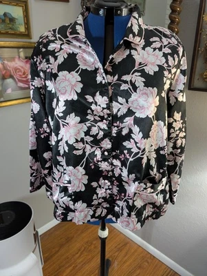 Juego de pijama Miss Elaine rosa floral rosa 2 piezas, suave elástico, acogedor, talla XL Foto 1 de 4