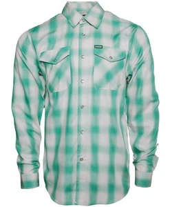 Camicia uomo DIXXON flanella "Claddagh" GRANDE bambù manica lunga quadri bottoni a pressione - Foto 1 di 8