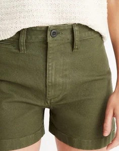 Madewell Emmett Shorts Olive Green High Rise Stretch Cotton Blend Pockets Sz 27 - Picture 1 of 12