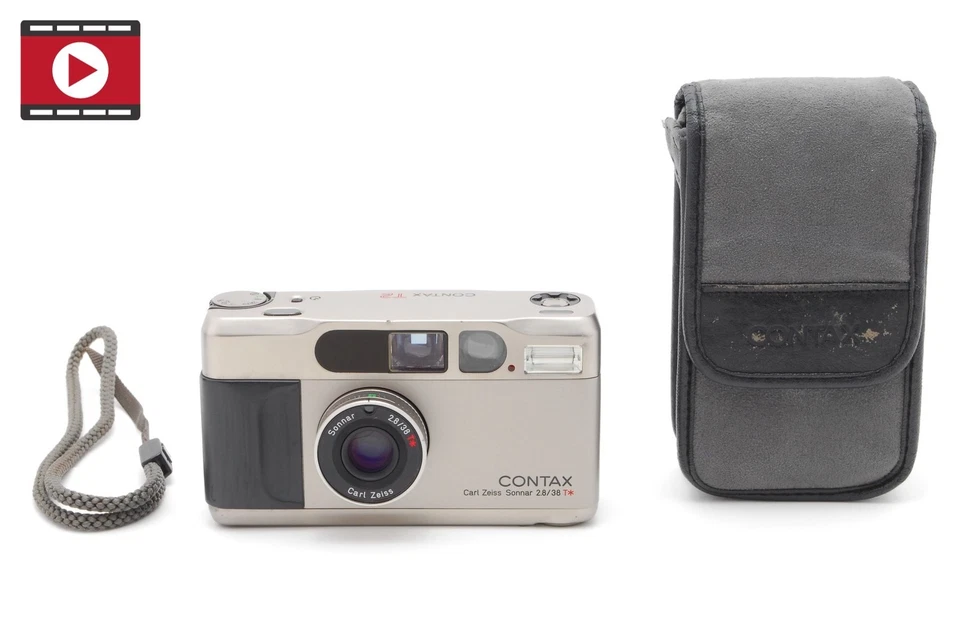 ▶️ALL Works[N MINT w/Case] Contax T2 Silver Point & Shoot Film Camera From JAPAN - Image 1 of 4