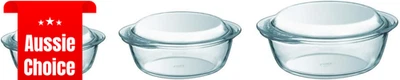 Casserole Dish Set 3 Piece Glass Baking Dish with Lids Oven Safe Easy Clean - image 1 of 4