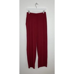 Dictionary Wide Leg Pants Women Medium 8-10 Red Straight High Rise Elastic Waist - Picture 1 of 7