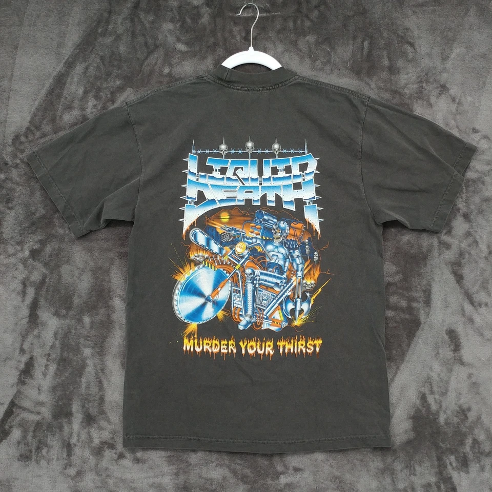 Liquid Death TShirt Graphic Crewneck Short Sleeve Small Charcoal Black Metal — 第 1/4 张图片