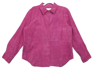 Chaqueta Chadwick's Mujer Grande Rosa Gamuza Cuero Botón Frontal Camisa Chaqueta Foto 1 de 4