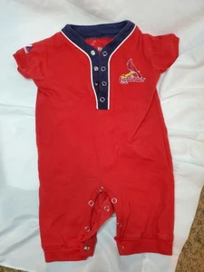 MLB Saint Louis Cardinals Baby 0-3 Mo One Piece SS Jersey Jumpsuit Romper Red - Picture 1 of 5