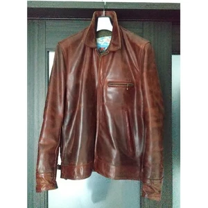 Aero Leather Vintage Highwayman Cherry Brown Horsehide Leather Jacket 40in USED - Picture 1 of 6