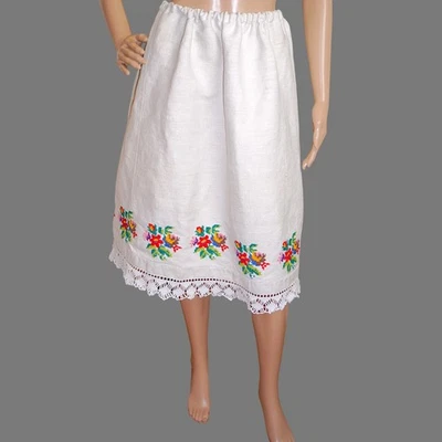 Auténtica Falda Étnica Rumana - Tela Tejida a Mano, Bordado Floral Multicolor Foto 1 de 4