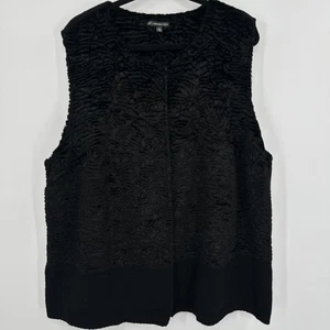 Adrianna Papell Vest Womens 3X Faux Fur Knit Button Front Sleeveless Jacket - Picture 1 of 11