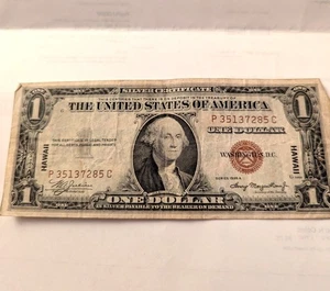 HAWAII WORLD WAR 2 NOTE 1935-A (BROWN SEAL) silver certificate $ 1.oo bill - Picture 1 of 6
