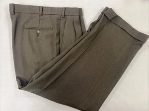 Vintage Brooks Brothers Italy Men's Olive Green Pleated Front Dress Pants 38X27 - Picture 1 of 8