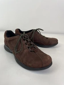 Clarks Comfort Walking Sneaker Lace Up Bicycle Toe Brown Leather Womens 7.5 M - Picture 1 of 12