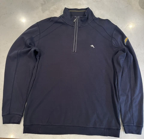 Tommy Bahama Los Angeles Chargers Team NFL 1/4 Zip Pullover Sweater Mens Large Cover