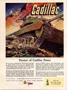 VINTAGE 1945 CADILLAC M-24 PANZER GENERAL MOTORS ZWEITER WELTKRIEG MILITÄRDRUCK ANZEIGE - Bild 1 von 1