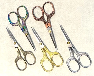 Vintage Antique Retro Style Scissors 5" (127mm) in 5 Different Color Finish. - Picture 1 of 1