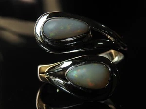 Australian Opal Ring Multi Fire Stone 925 Sterling Silver Jewelry Adjustable - Picture 1 of 12