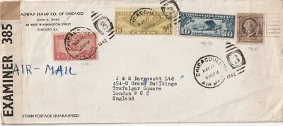 1942 USA oversize WWII censored cover sent from Chicago ILL to London UK - Image 1 of 2