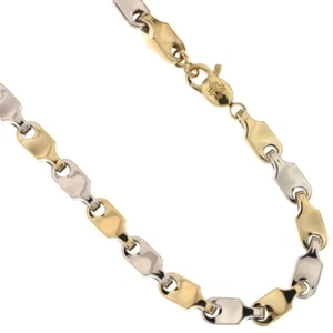 Catena schiacciata in oro bianco e giallo 18 Kt 750/1000 da uomo - Bild 1 von 2